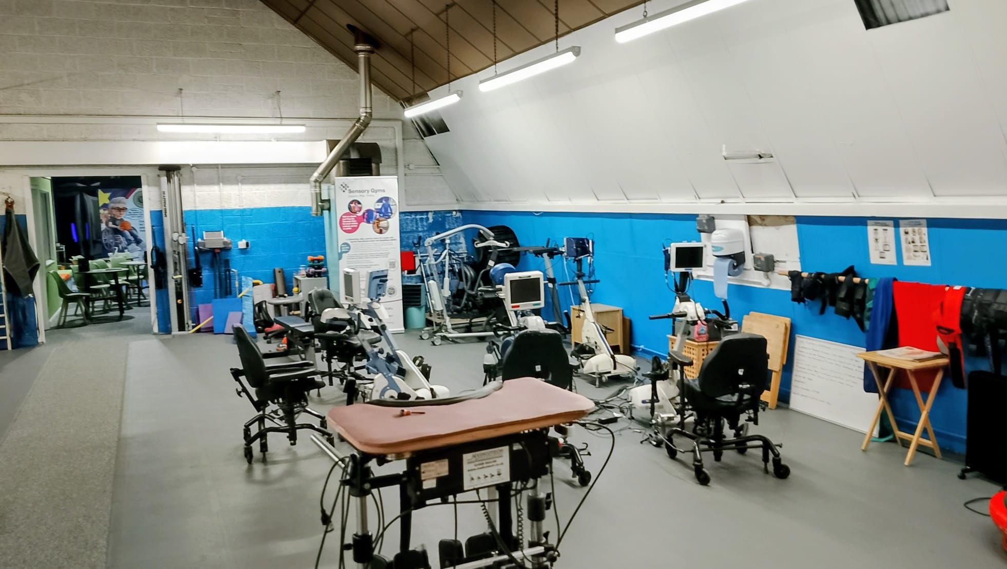 The Angel Centre Therapy Gym interior with adaptive exercise equipment and accessible fitness machines