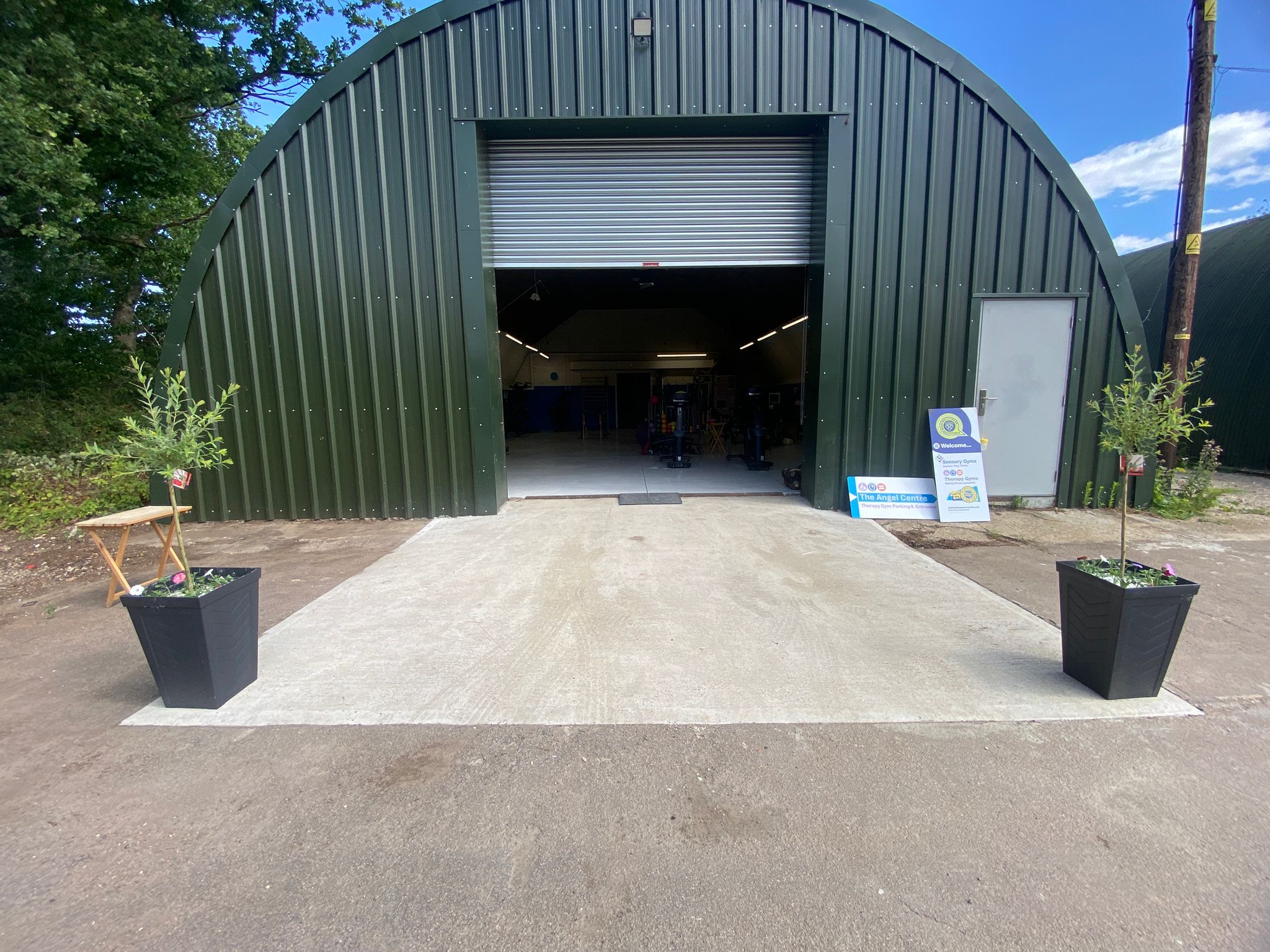 The Angel Centre therapy gym exterior showing accessible entrance with wheelchair-friendly access and welcoming environment for people with disabilities and chronic health conditions